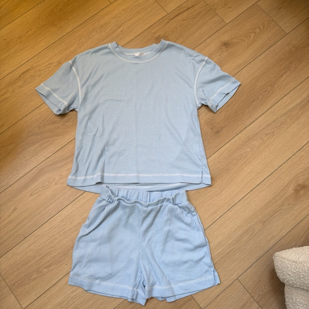 Light Blue Short Sleeve Pajama Set